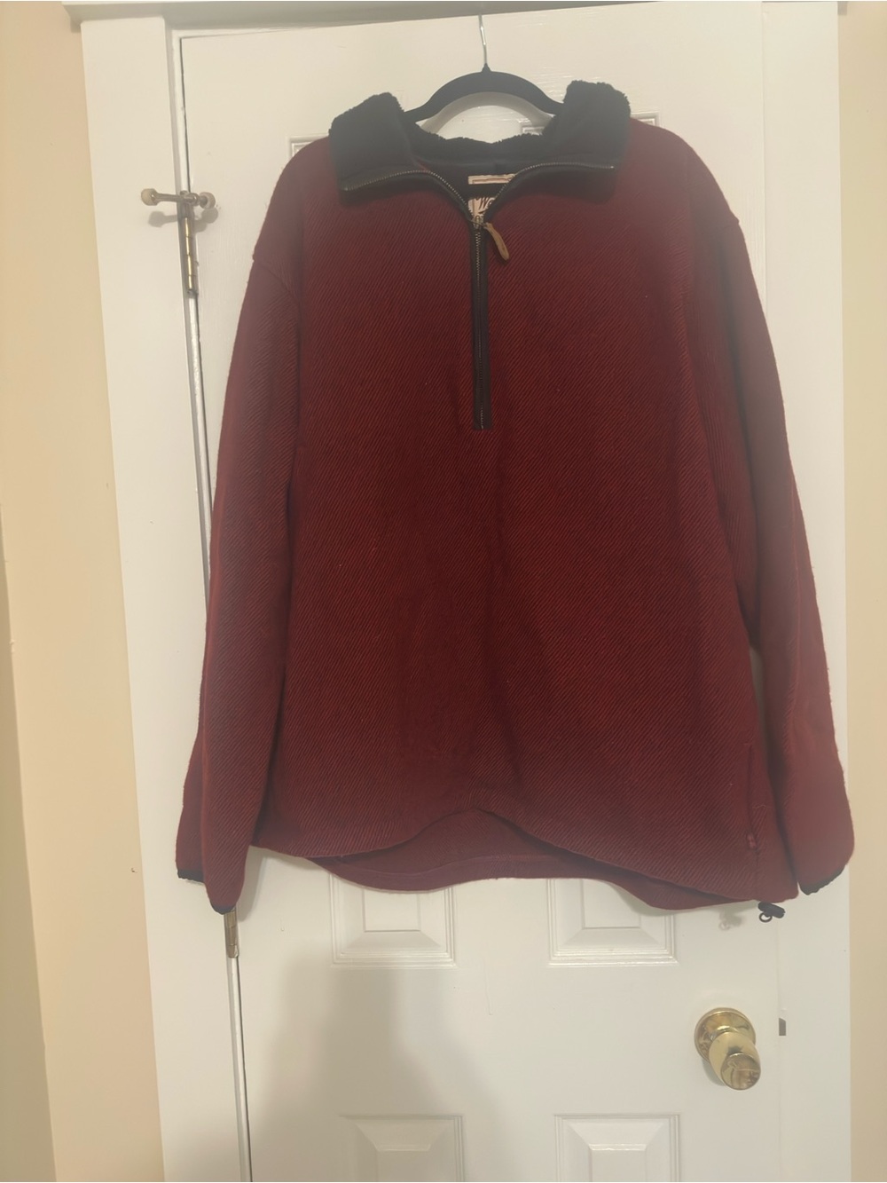 Woolrich Men's Zip-Front Sweater in Burgundy with Black Trim
